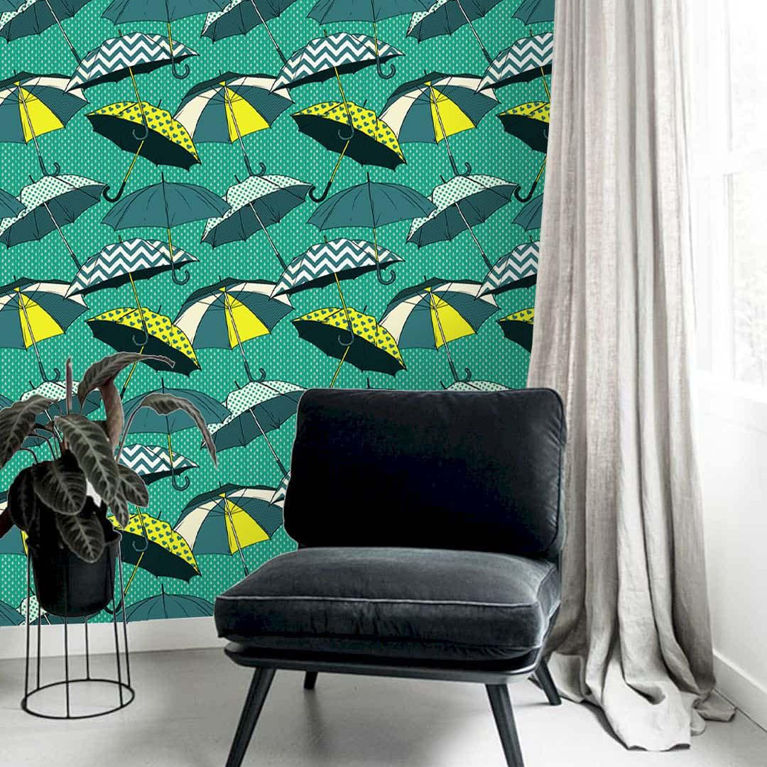 3D Umbrella Green Wall Mural Wallpaper 75- Jess Art Decoration
