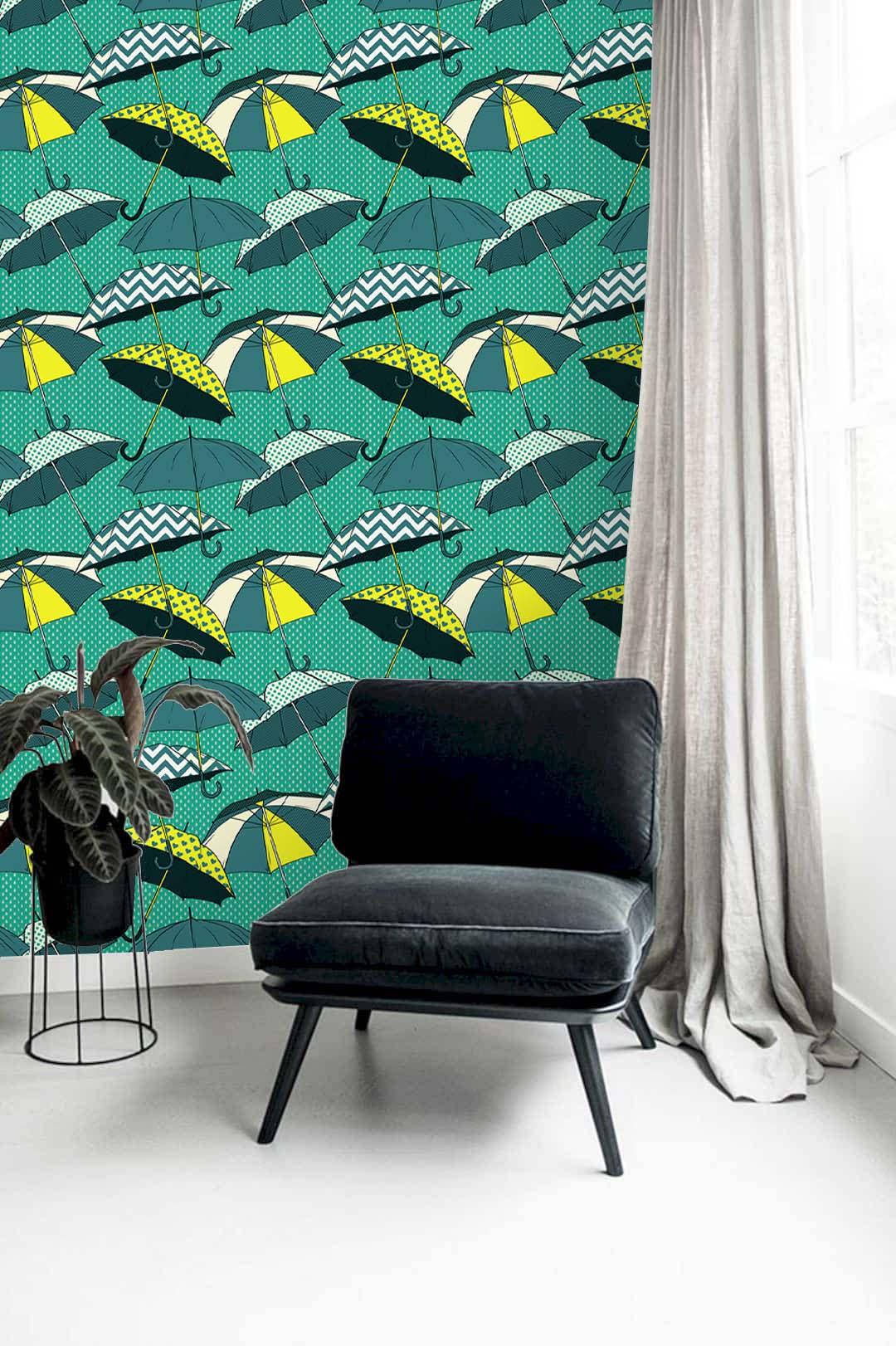 3D Umbrella Green Wall Mural Wallpaper 75- Jess Art Decoration
