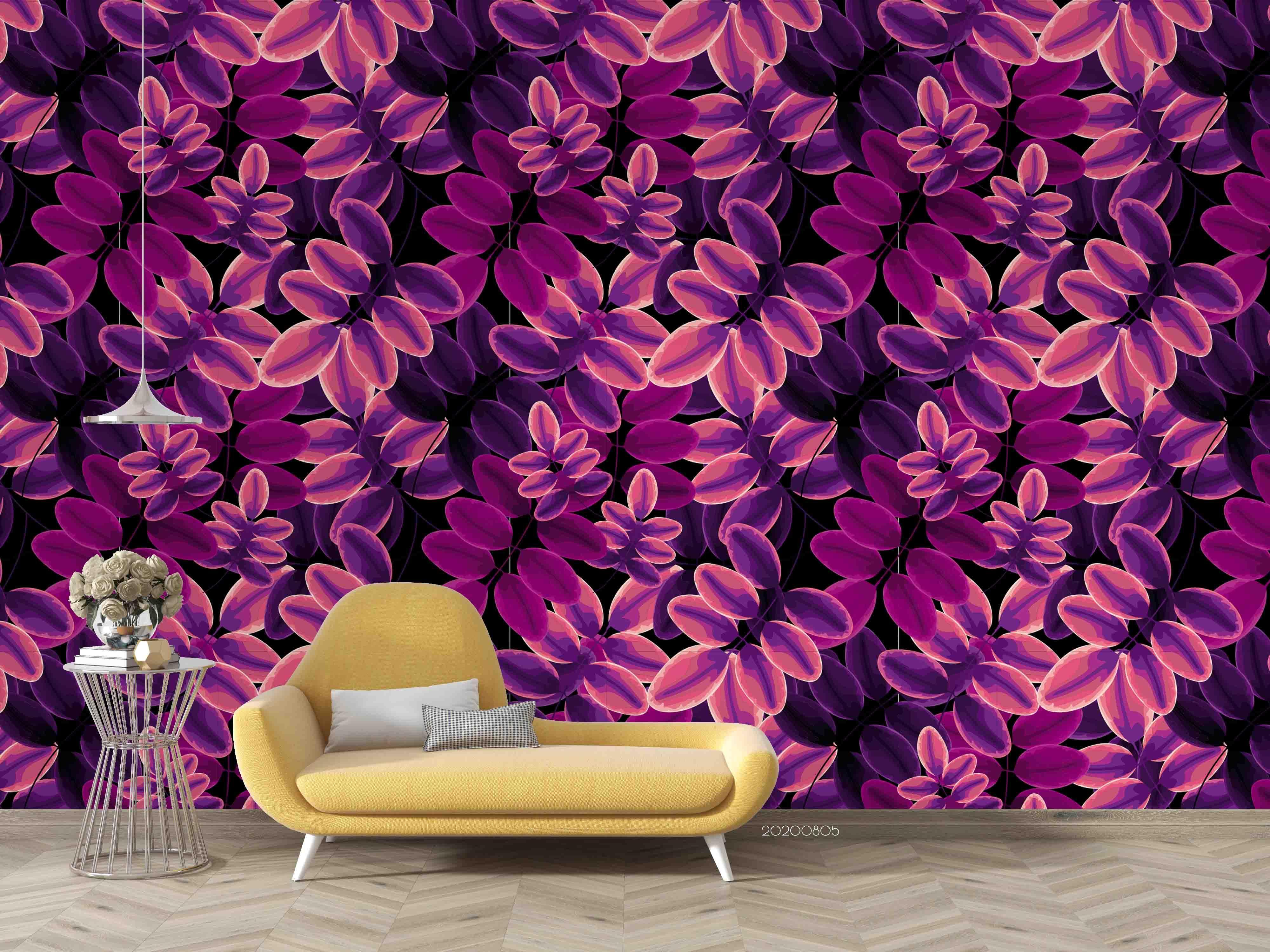 3D Pink Leaves Wall Mural Wallpaper SF 36- Jess Art Decoration