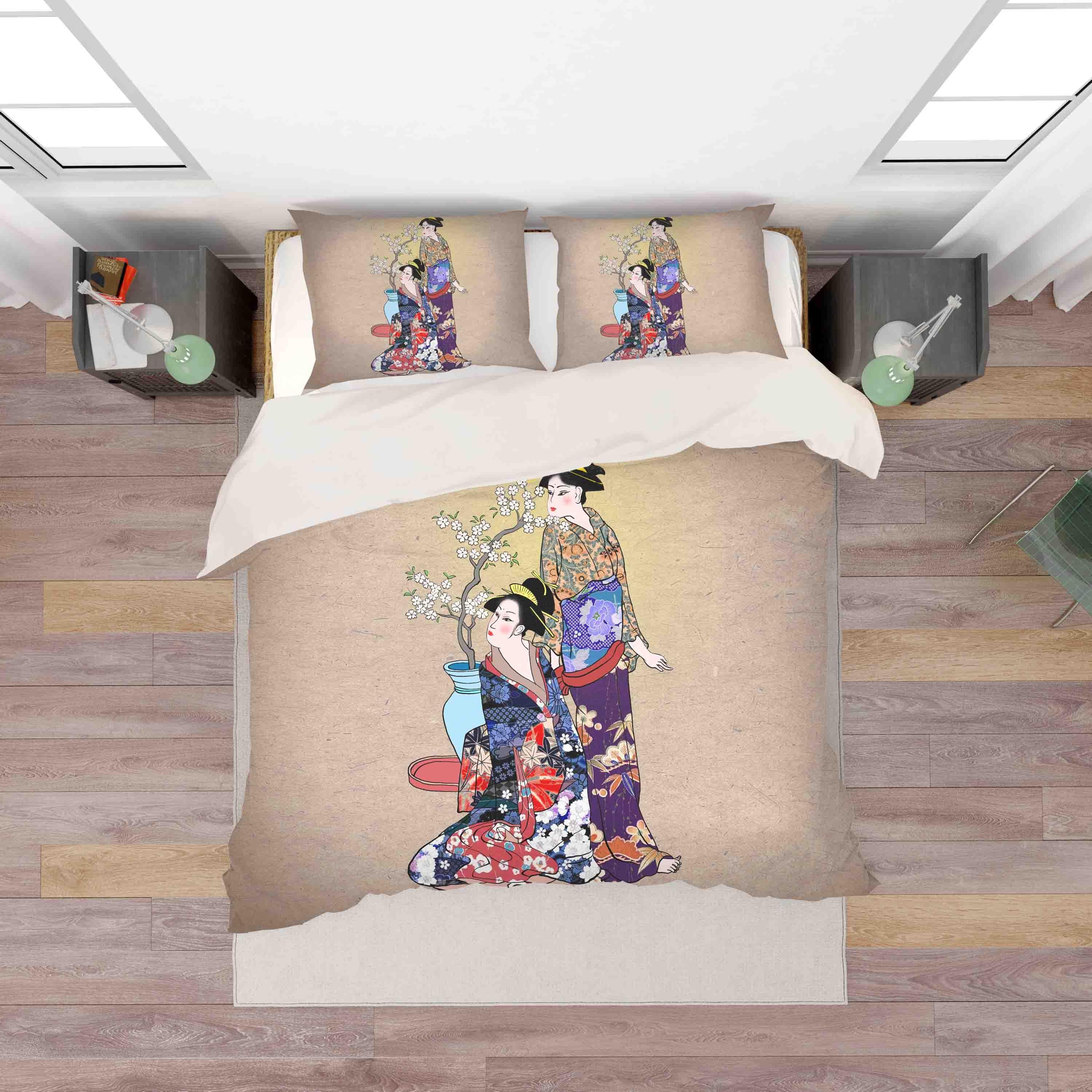 3D Abstract Japanese Beauty Quilt Cover Set Bedding Set Pillowcases 14- Jess Art Decoration