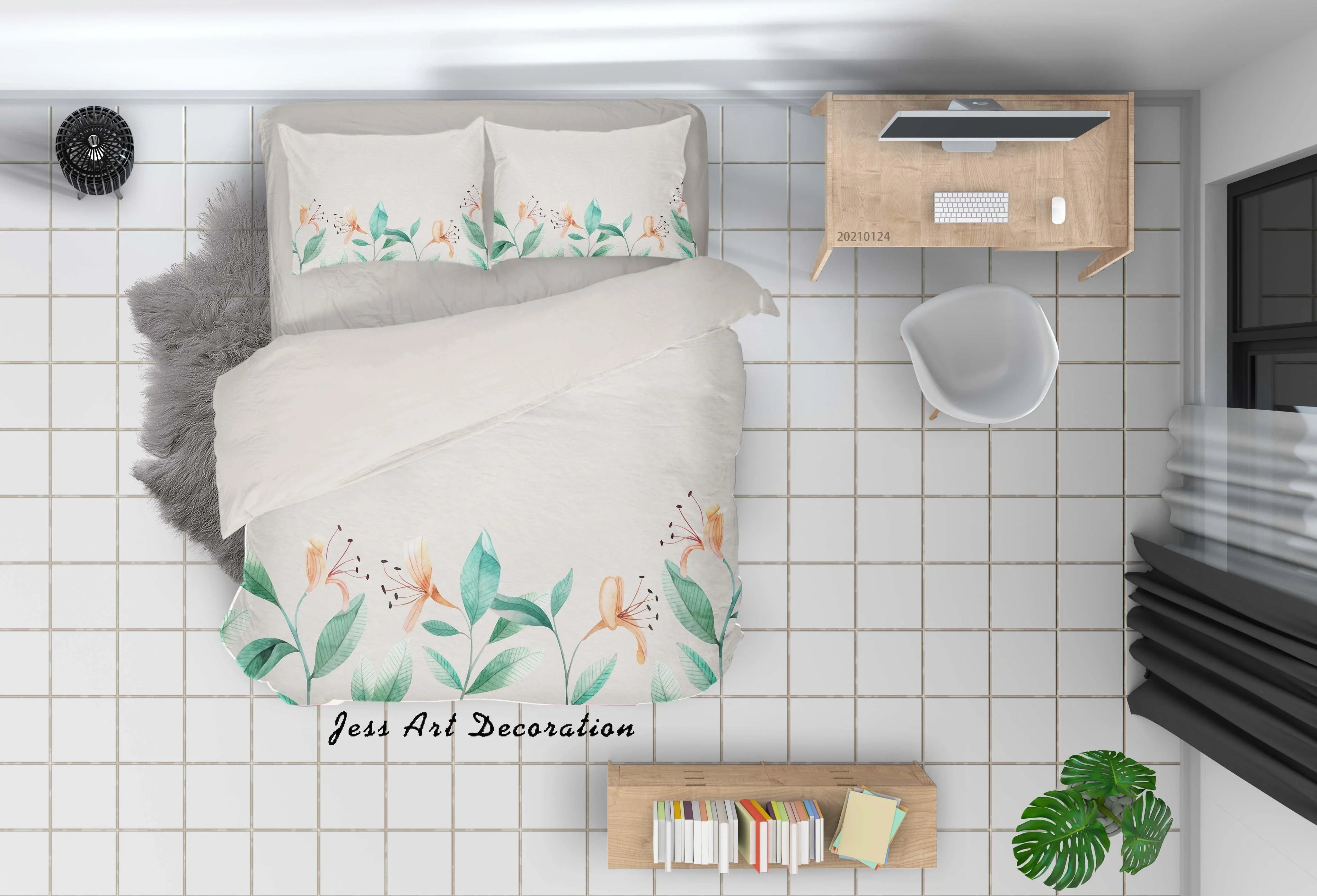 3D Hand Drawn Floral Leaves Quilt Cover Set Bedding Set Duvet Cover Pillowcases 18- Jess Art Decoration