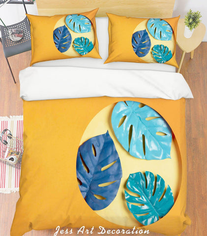 3D Watercolor Green Palm Leaves Quilt Cover Set Bedding Set Pillowcases 24- Jess Art Decoration