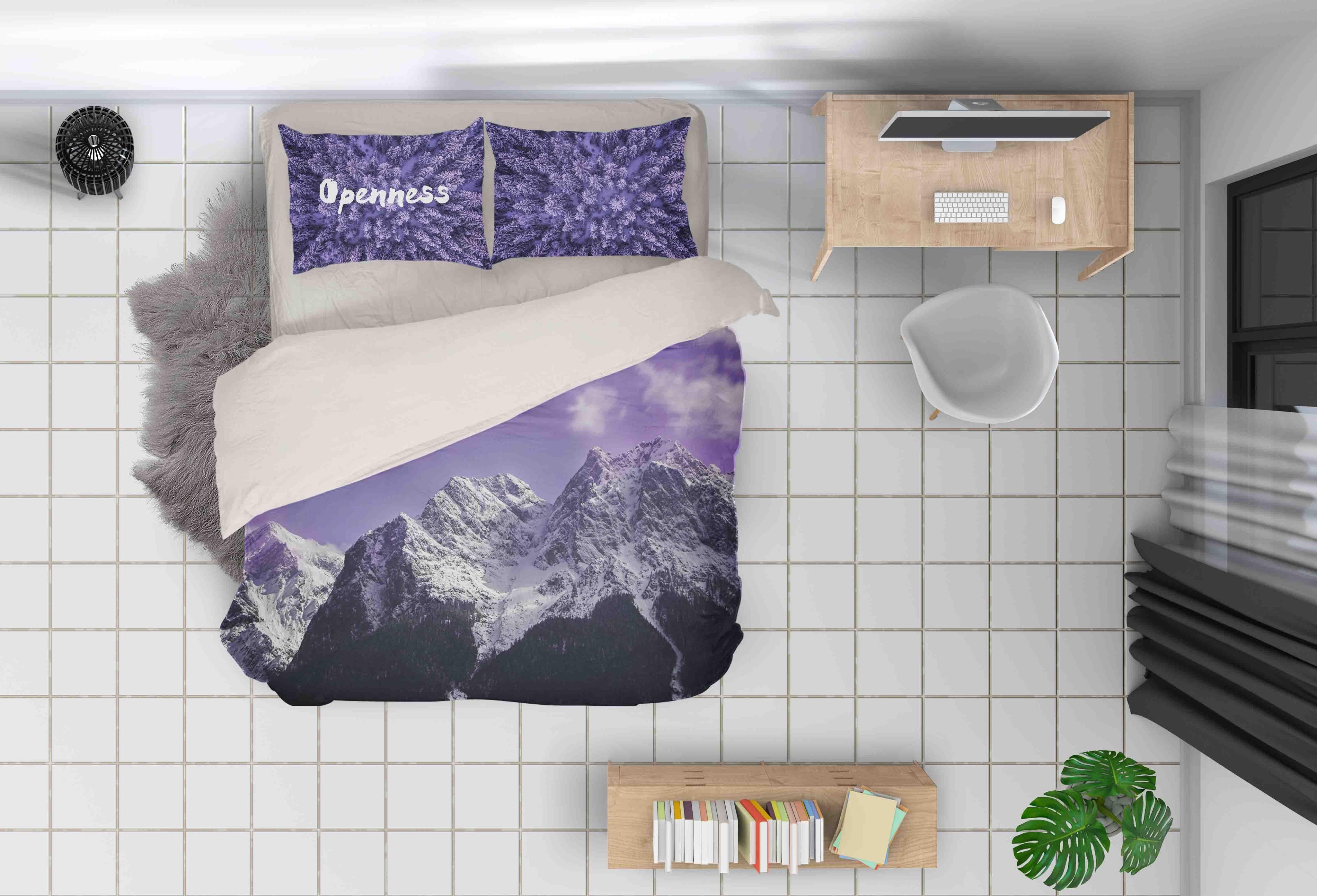 3D Purple Sky Mountain Quilt Cover Set Bedding Set Pillowcases 125- Jess Art Decoration
