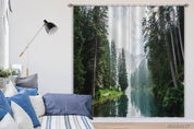 3D Green Woods River Mountain Scenery Curtains and Drapes GD 1441- Jess Art Decoration