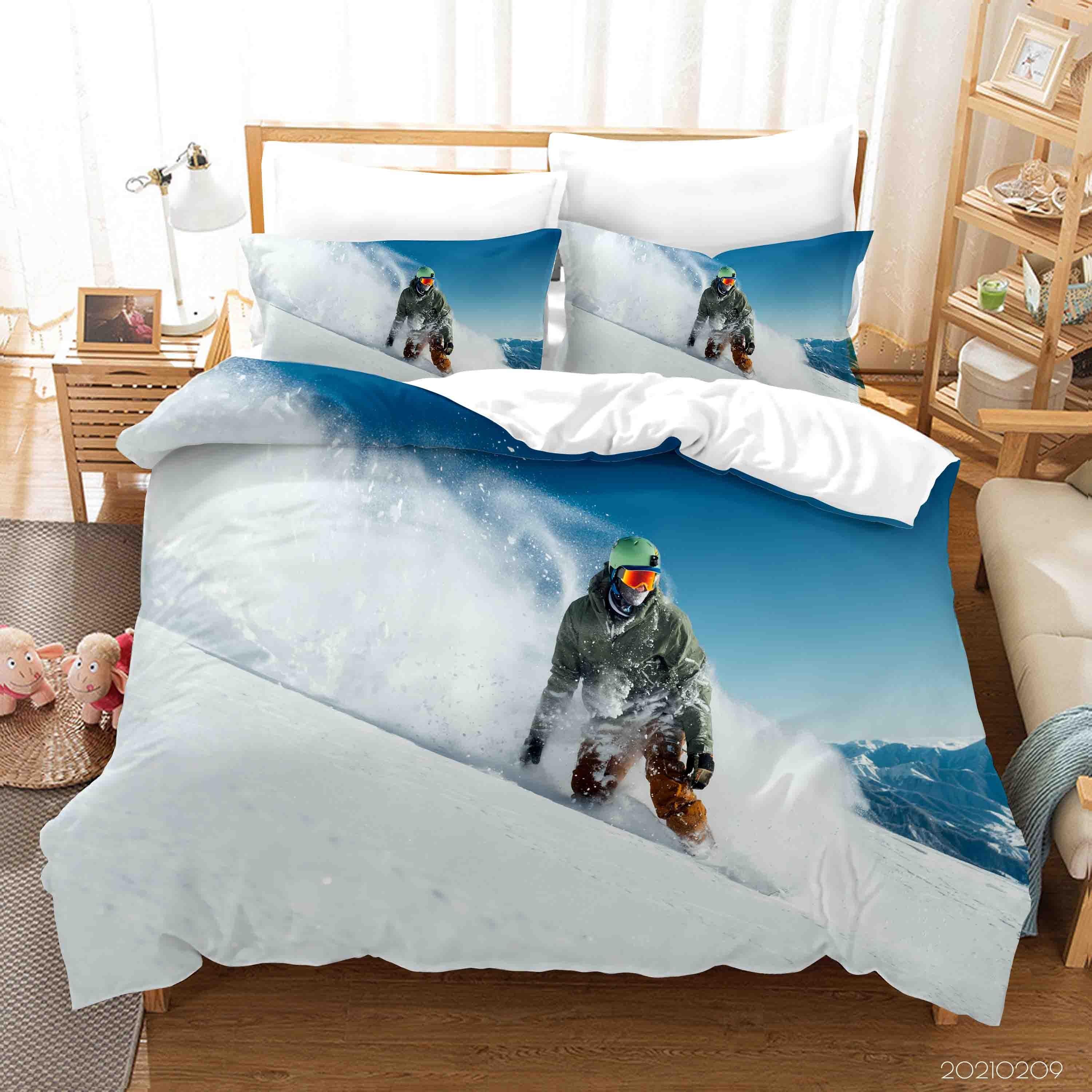 3D Sports Ski Quilt Cover Set Bedding Set Duvet Cover Pillowcases 300- Jess Art Decoration