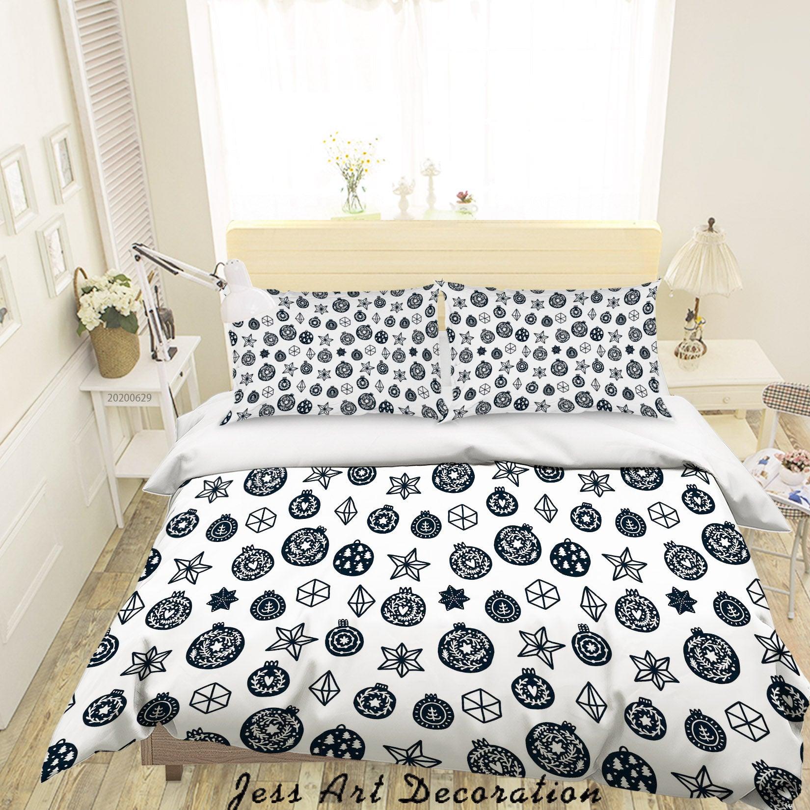 3D White Black Pomegranate Star Quilt Cover Set Bedding Set Duvet Cover Pillowcases SF81- Jess Art Decoration