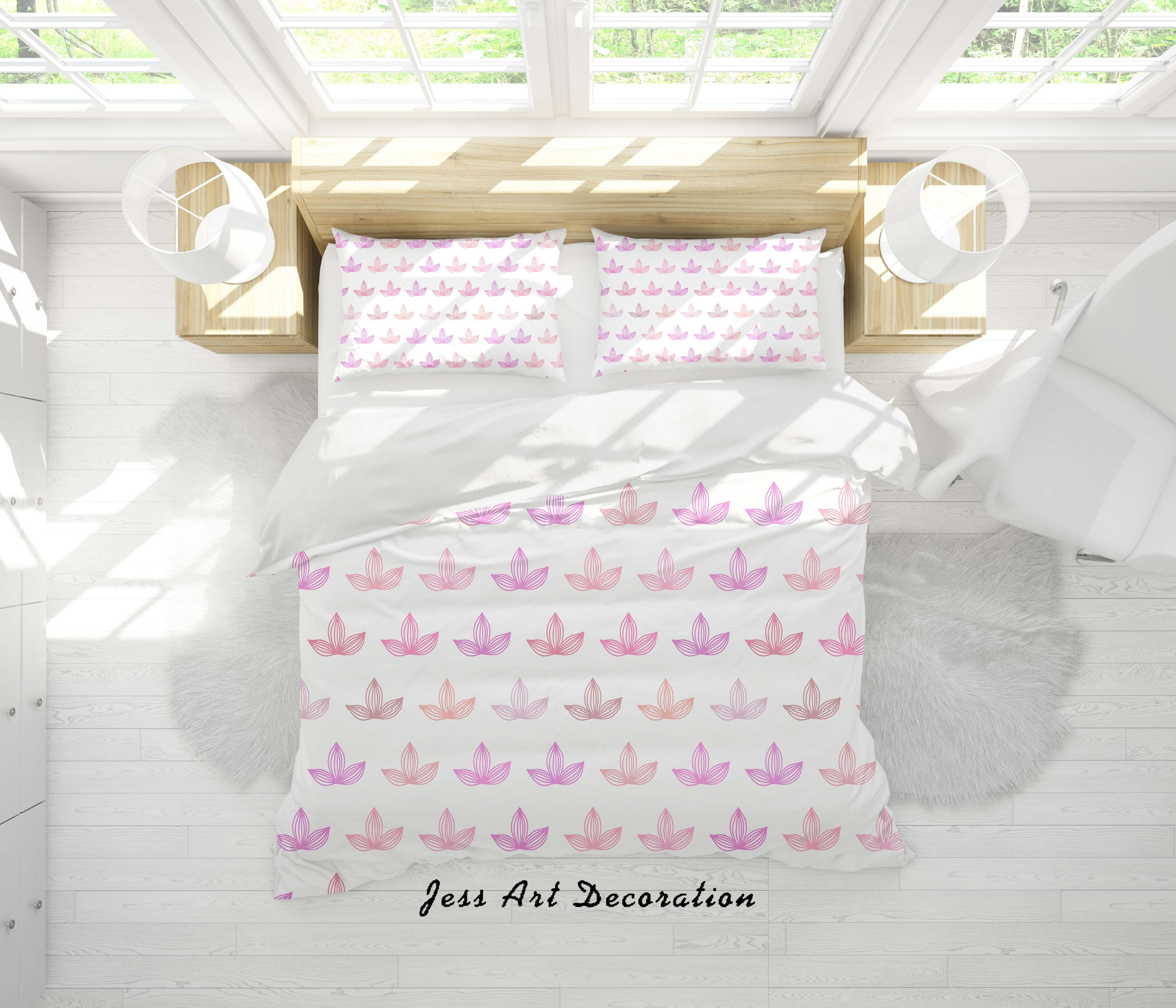 3D White Pink Floral Quilt Cover Set Bedding Set Duvet Cover Pillowcases SF19- Jess Art Decoration