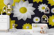 3D Embossed White Yellow Floral Wall Mural Wallpaper LXL- Jess Art Decoration