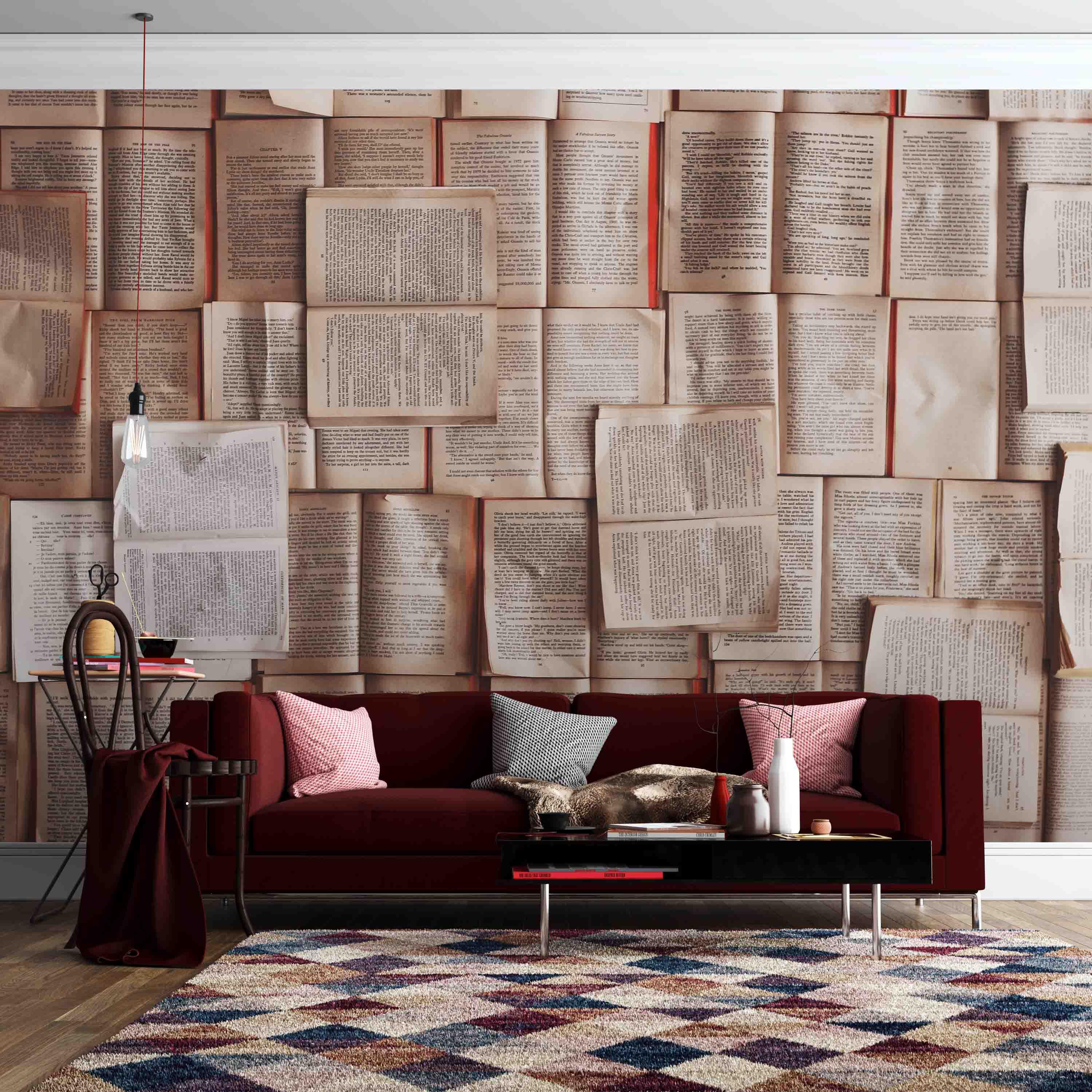 3D Book Paper Pattern Wall Mural Wallpaper sww 116- Jess Art Decoration