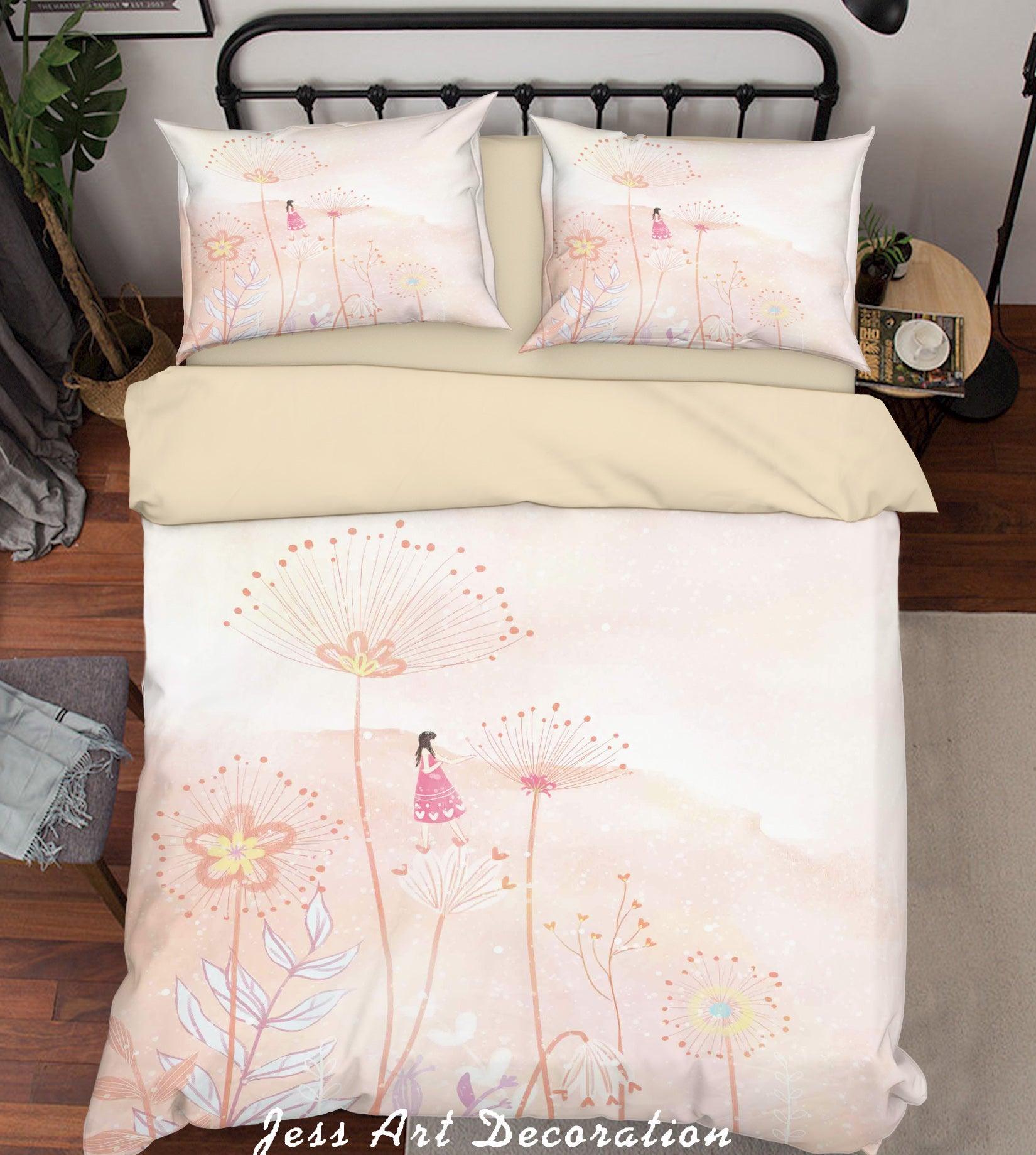 3D Dandelion Girl Pink Painting Quilt Cover Set Bedding Set Duvet Cover Pillowcases A516 LQH- Jess Art Decoration