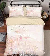 3D Dandelion Girl Pink Painting Quilt Cover Set Bedding Set Duvet Cover Pillowcases A516 LQH- Jess Art Decoration