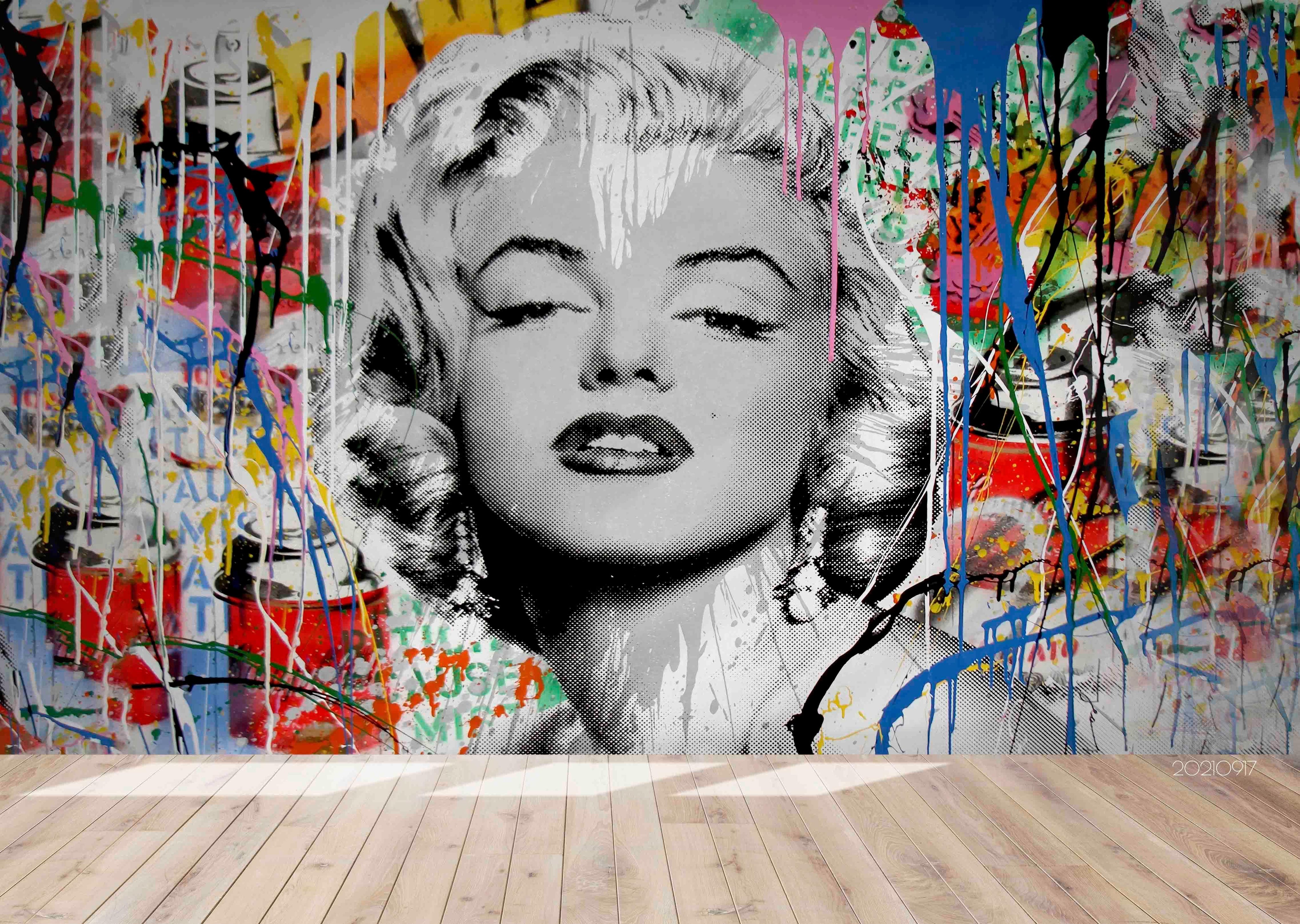 3D Graffiti Star Portrait colour graffiti celebrity portrait wall mural wallpaper for living room - view 4