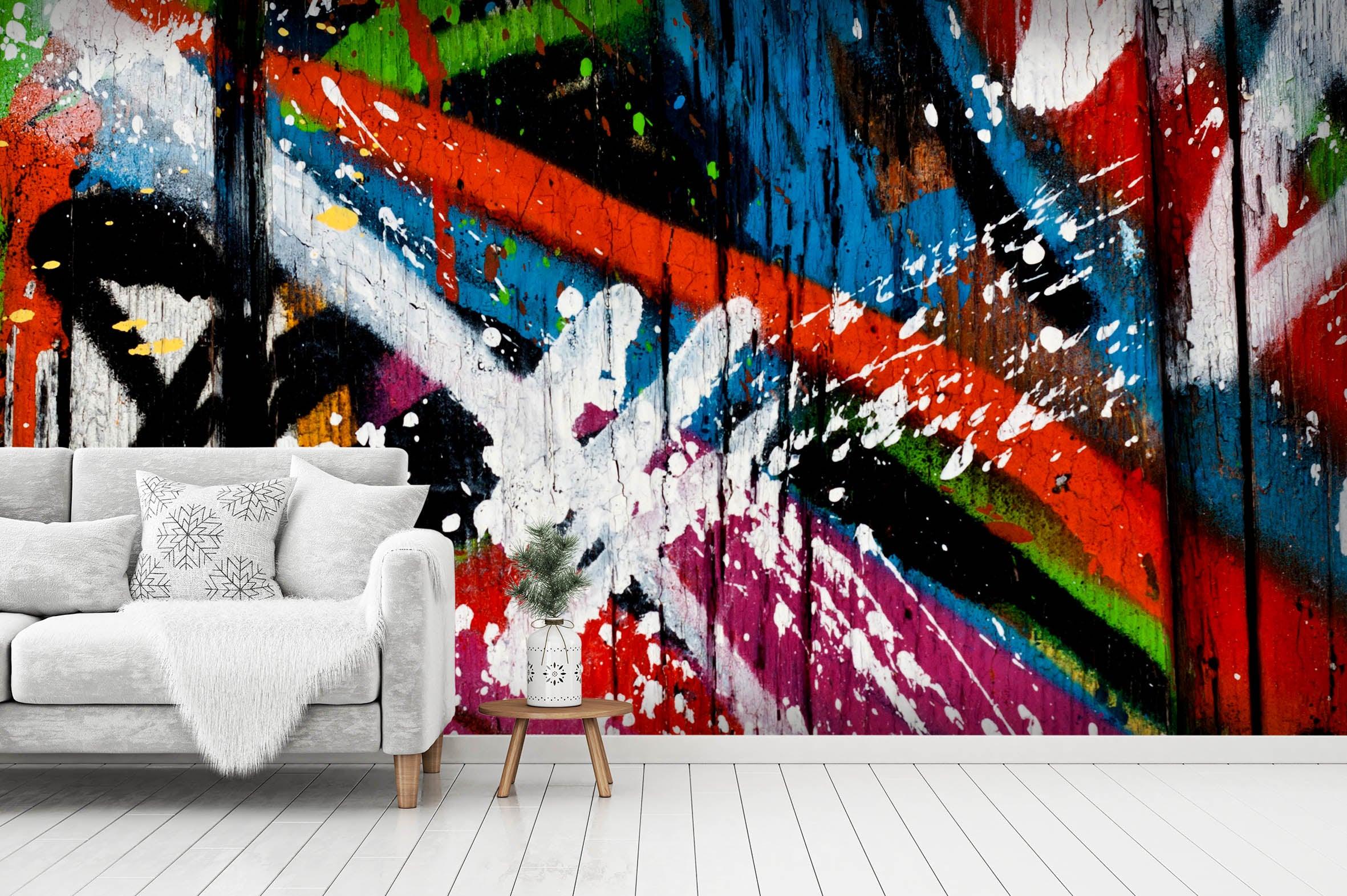 3D Abstract Colorful Graffiti Wall Mural Wallpaper 36- Jess Art Decoration