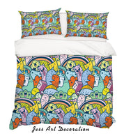 3D Graffiti Colorful Monster Quilt Cover Set Bedding Set Duvet Cover Pillowcases LXL- Jess Art Decoration