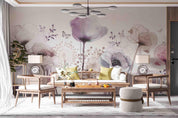 3D Purple Poppy Butterfly Watercolor Wall Mural Wallpaper GD 2808- Jess Art Decoration