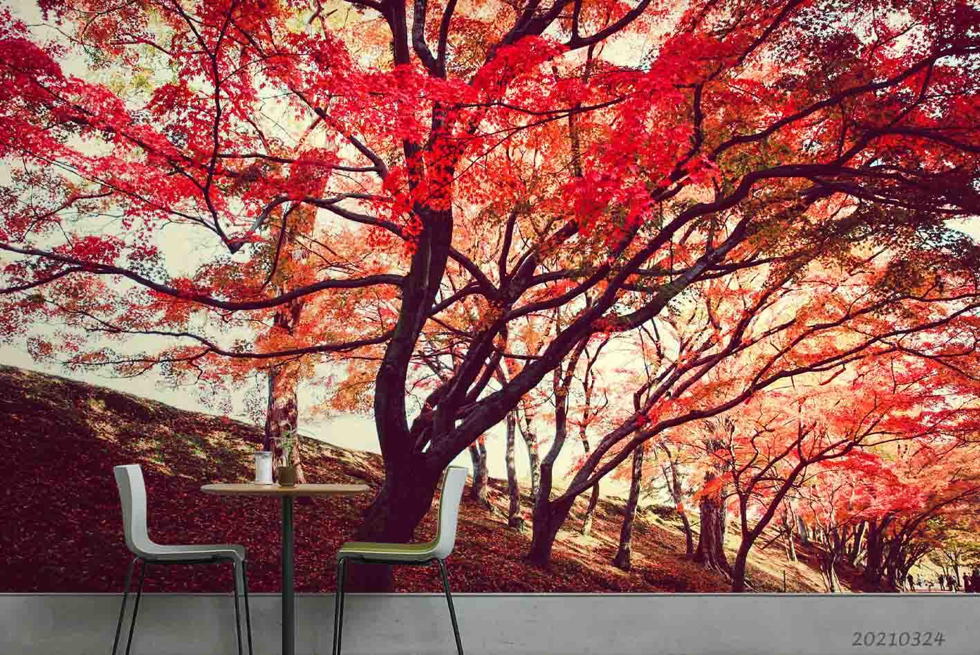3D Autumn Forest Maple Leaf Wall Mural Wallpaper LQH 37- Jess Art Decoration