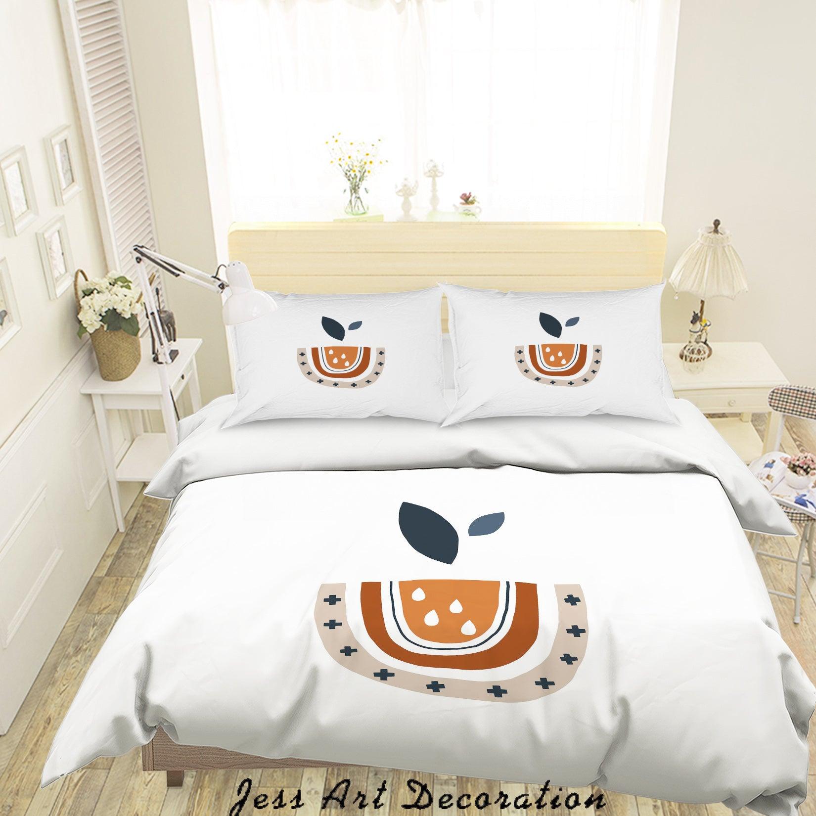 3D White Cartoon Fruit Quilt Cover Set Bedding Set Duvet Cover Pillowcases SF74- Jess Art Decoration