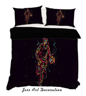 3D Black Basketball Player Quilt Cover Set Bedding Set Pillowcases 32- Jess Art Decoration