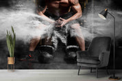 3D Men Arm Gym White Powder Wall Mural Wallpaper GD 2961- Jess Art Decoration