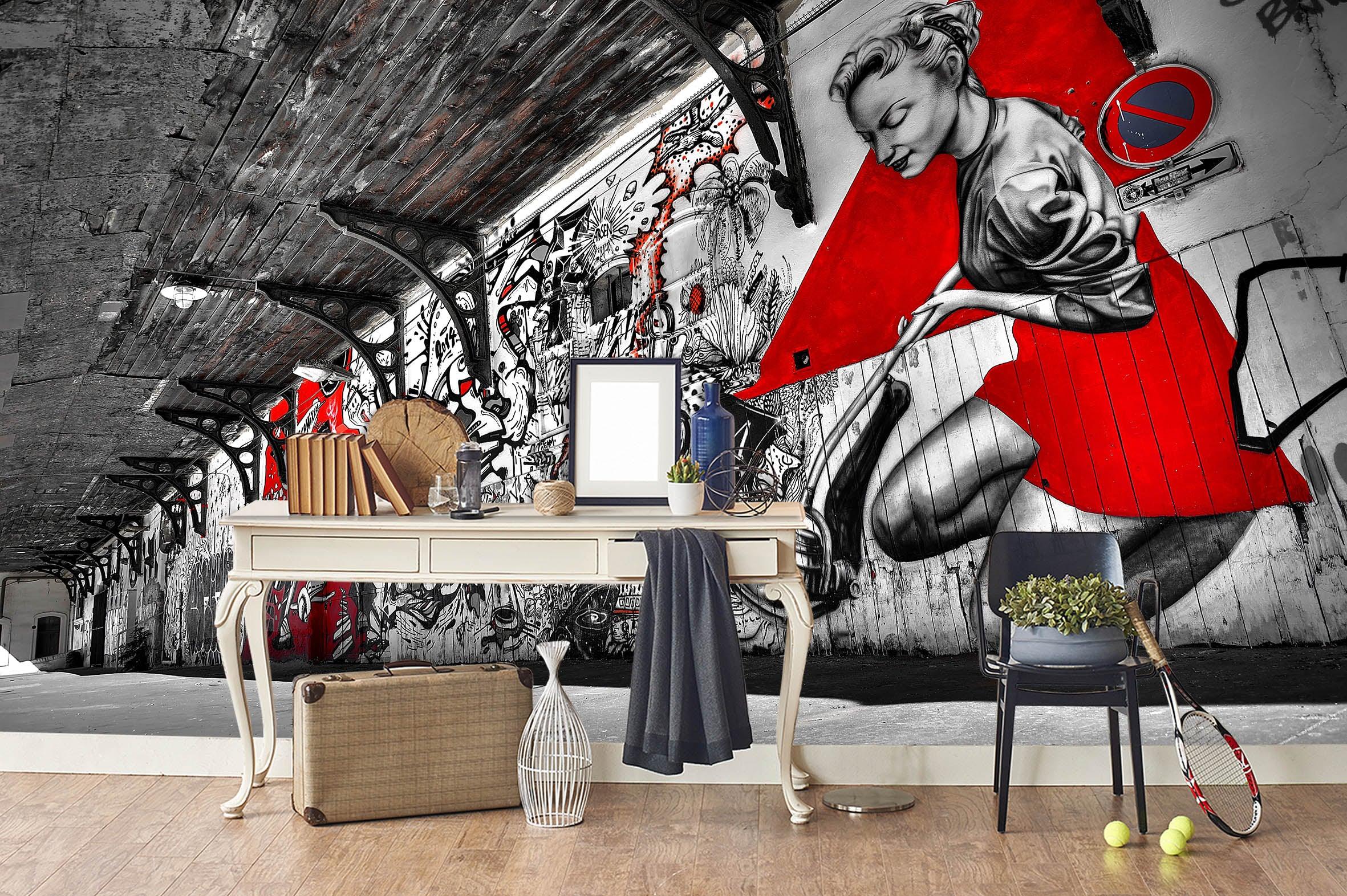 3D Hand Paint Waitress Wall Mural Wallpaper 166- Jess Art Decoration