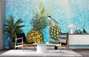 3D Blue Pineapple Wall Mural Wallpaper SF19- Jess Art Decoration