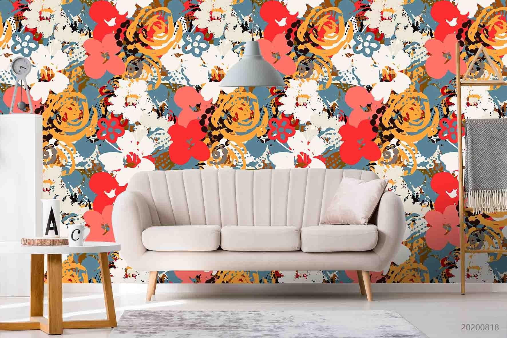 3D Vintage Abstract Floral Pattern Wall Mural Wallpaper LXL 1169- Jess Art Decoration