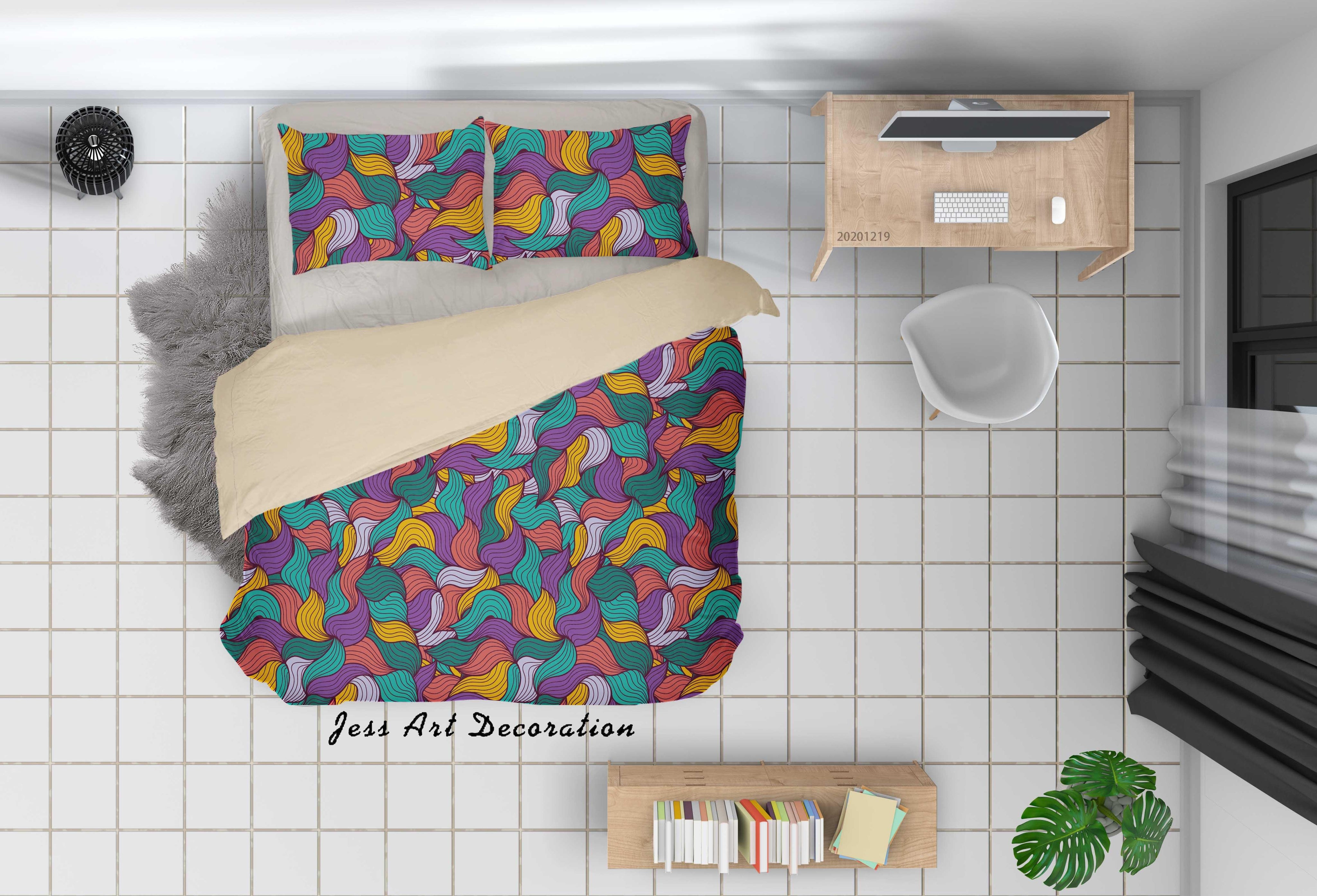 3D Abstract Color Leaf Pattern Quilt Cover Set Bedding Set Duvet Cover Pillowcases 97- Jess Art Decoration