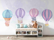 3D Baby  Animal Cute Cartoon Air balloon Wall Mural Wallpaper SWW562- Jess Art Decoration