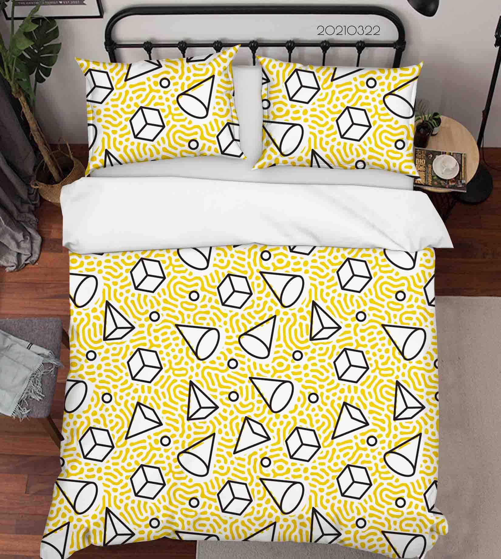 3D Abstract Geometric Pattern Quilt Cover Set Bedding Set Duvet Cover Pillowcases 112- Jess Art Decoration