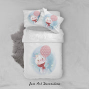 3D White Cat Balloon Quilt Cover Set Bedding Set Duvet Cover Pillowcases SF74- Jess Art Decoration