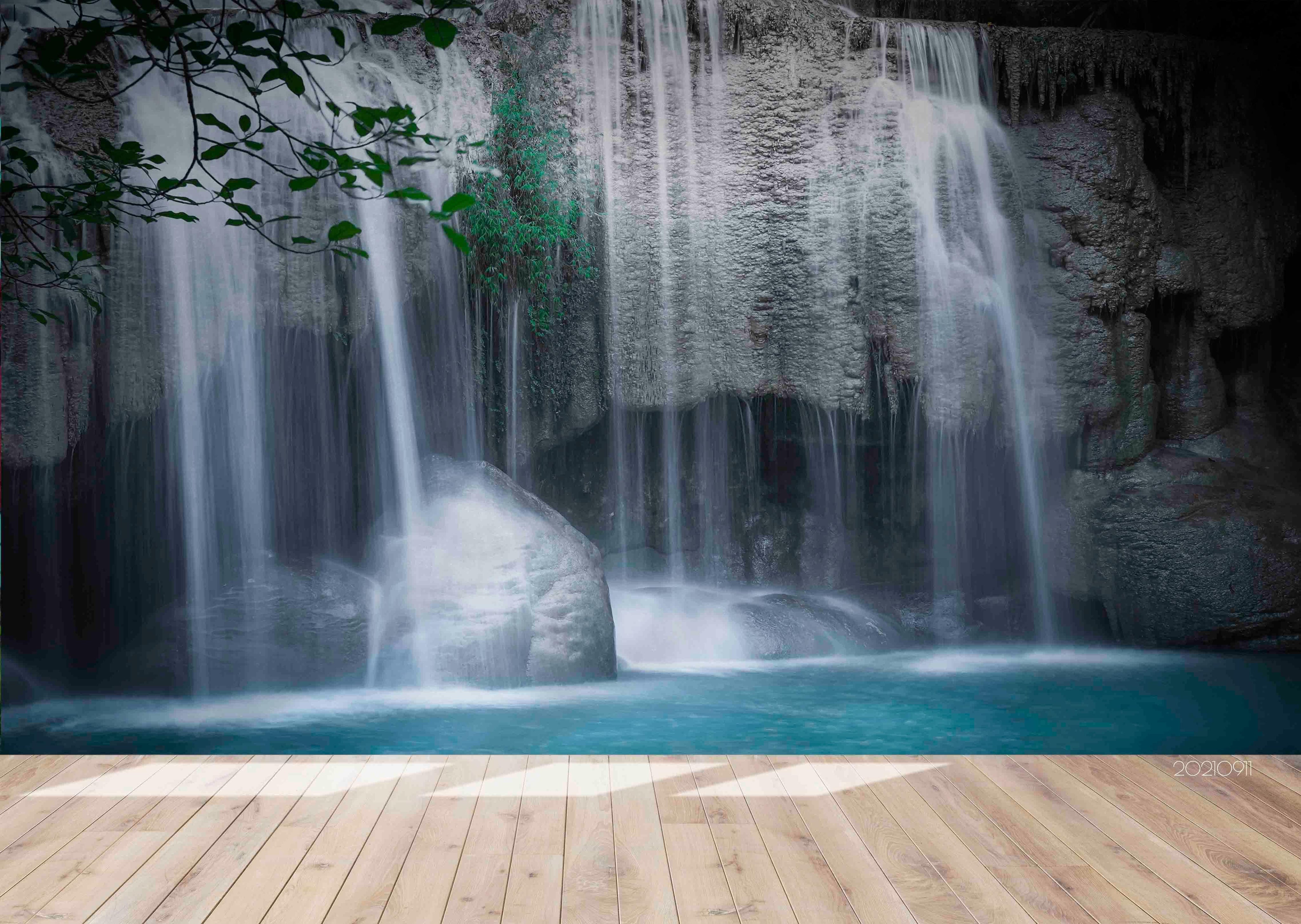 3D Forest Waterfall Landscape Wall Mural Wallpaper LQH 784- Jess Art Decoration