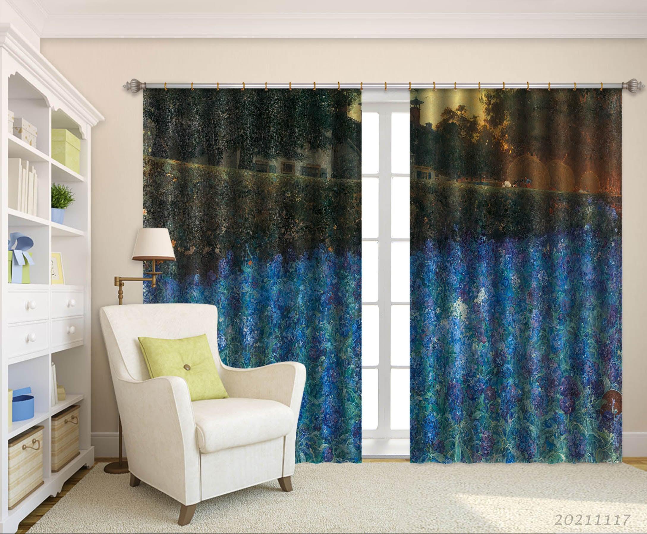 3D Landscape Oil Painting Curtains and Drapes LQH 115- Jess Art Decoration