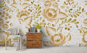 3D Golden Floral Pattern Wall Mural Wallpaper 79- Jess Art Decoration