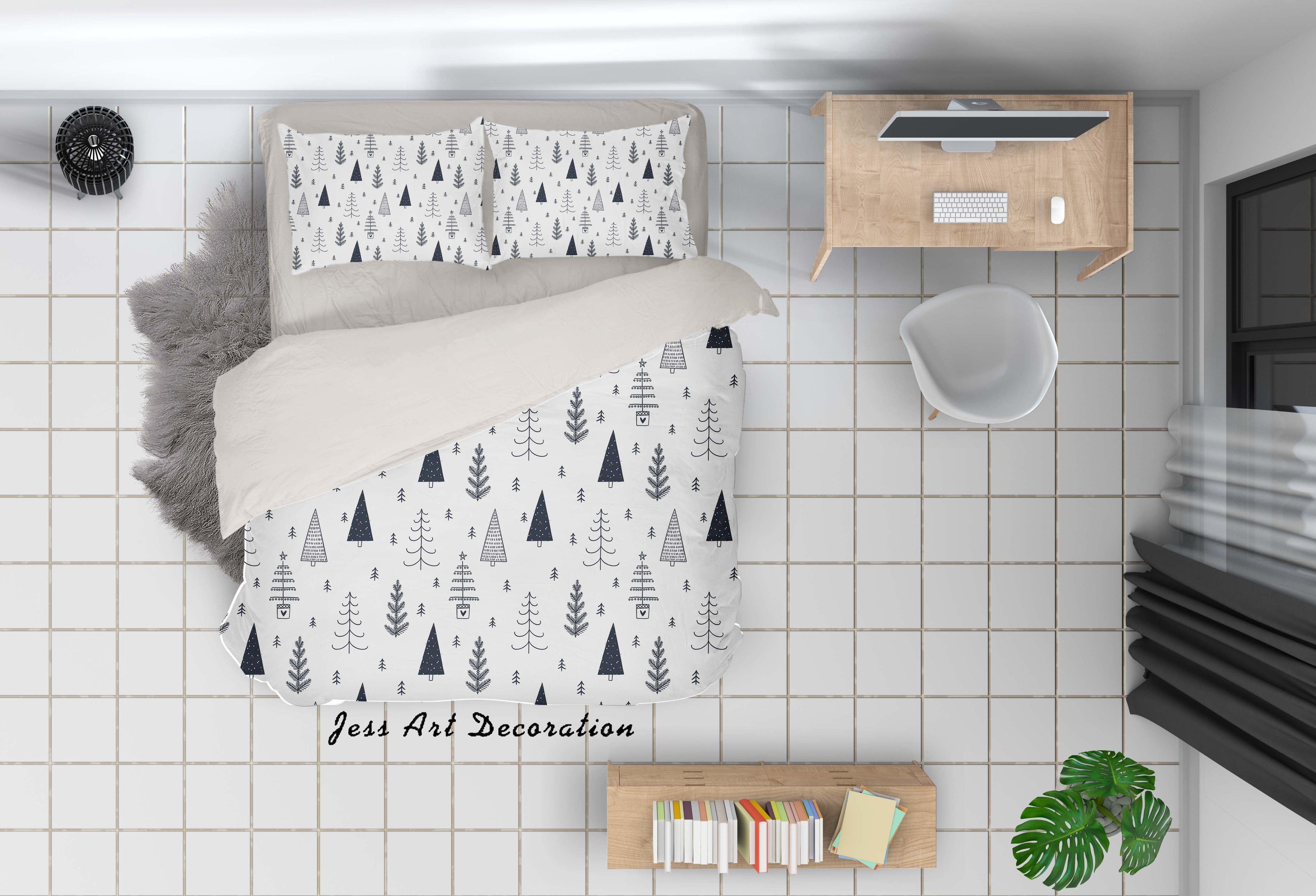 3D White Black Trees Quilt Cover Set Bedding Set Duvet Cover Pillowcases SF59- Jess Art Decoration
