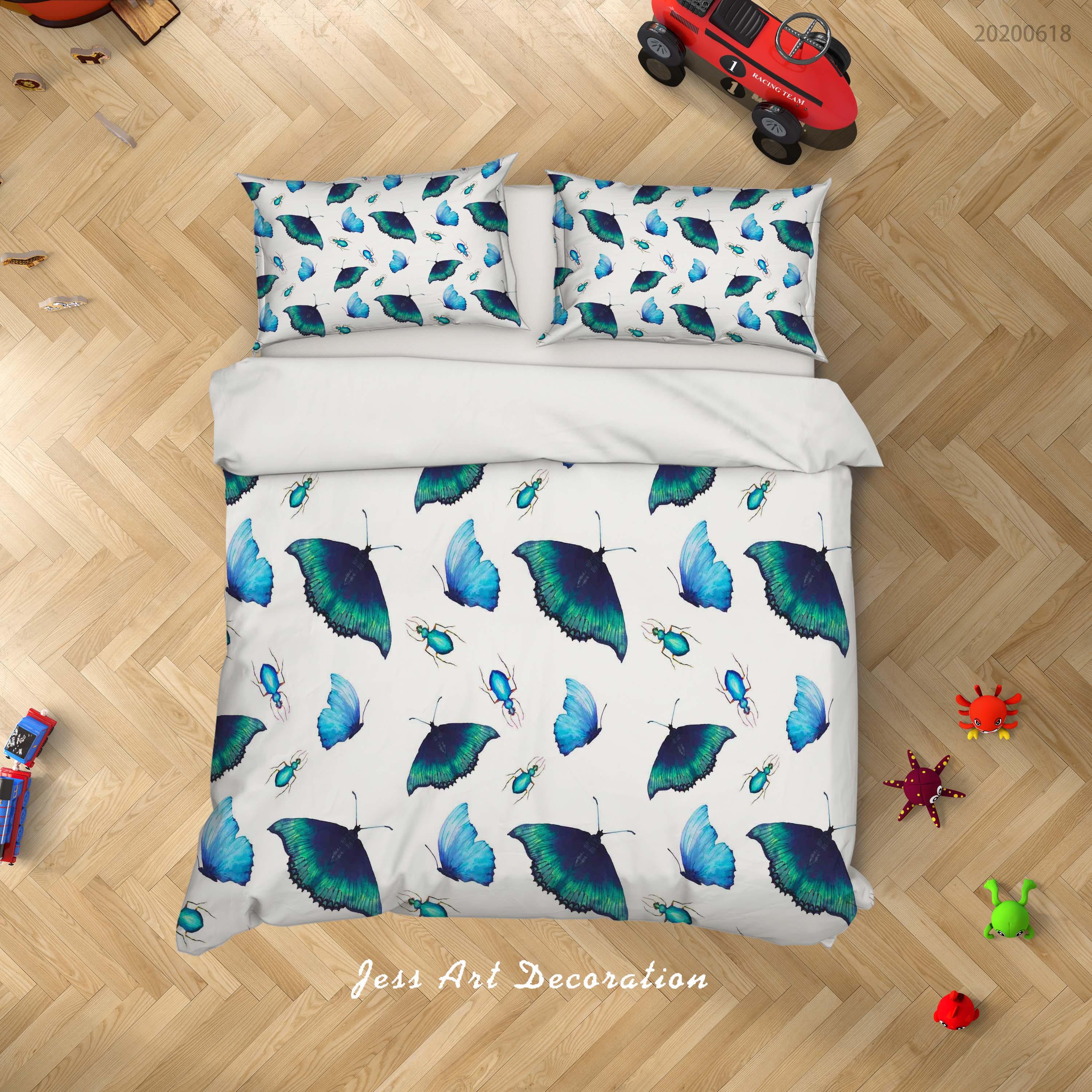 3D White Butterfly Quilt Cover Set Bedding Set Duvet Cover Pillowcases SF99- Jess Art Decoration