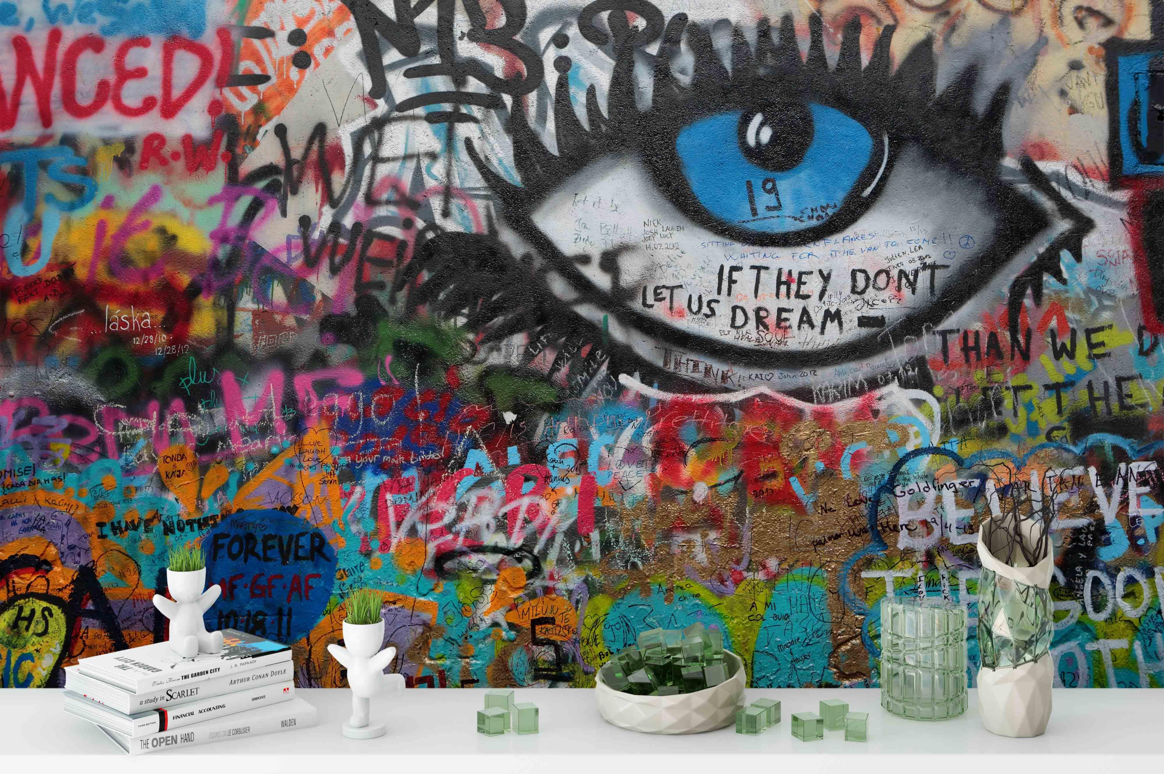 3D Graffiti Eye Wall Mural Wallpaper 244- Jess Art Decoration