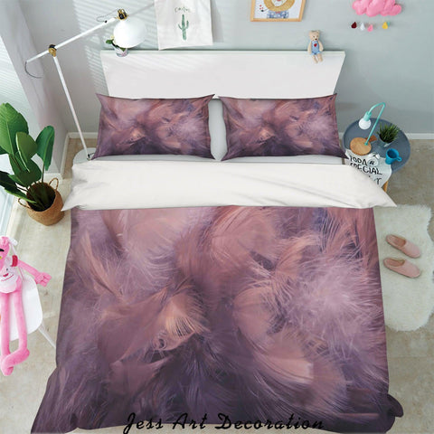 3D Dark Pink Feathers Quilt Cover Set Bedding Set Pillowcases 30- Jess Art Decoration