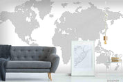 3D Grey World Map Wall Mural Wallpaper LQH 60- Jess Art Decoration