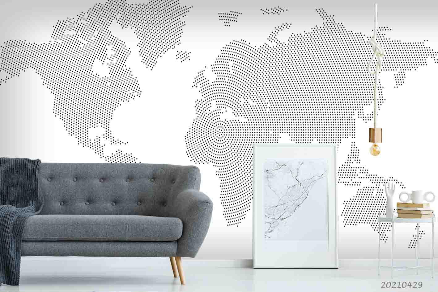 3D Grey World Map Wall Mural Wallpaper LQH 60- Jess Art Decoration