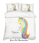 3D Cartoon Unicorn White Quilt Cover Set Bedding Set Pillowcases 21- Jess Art Decoration