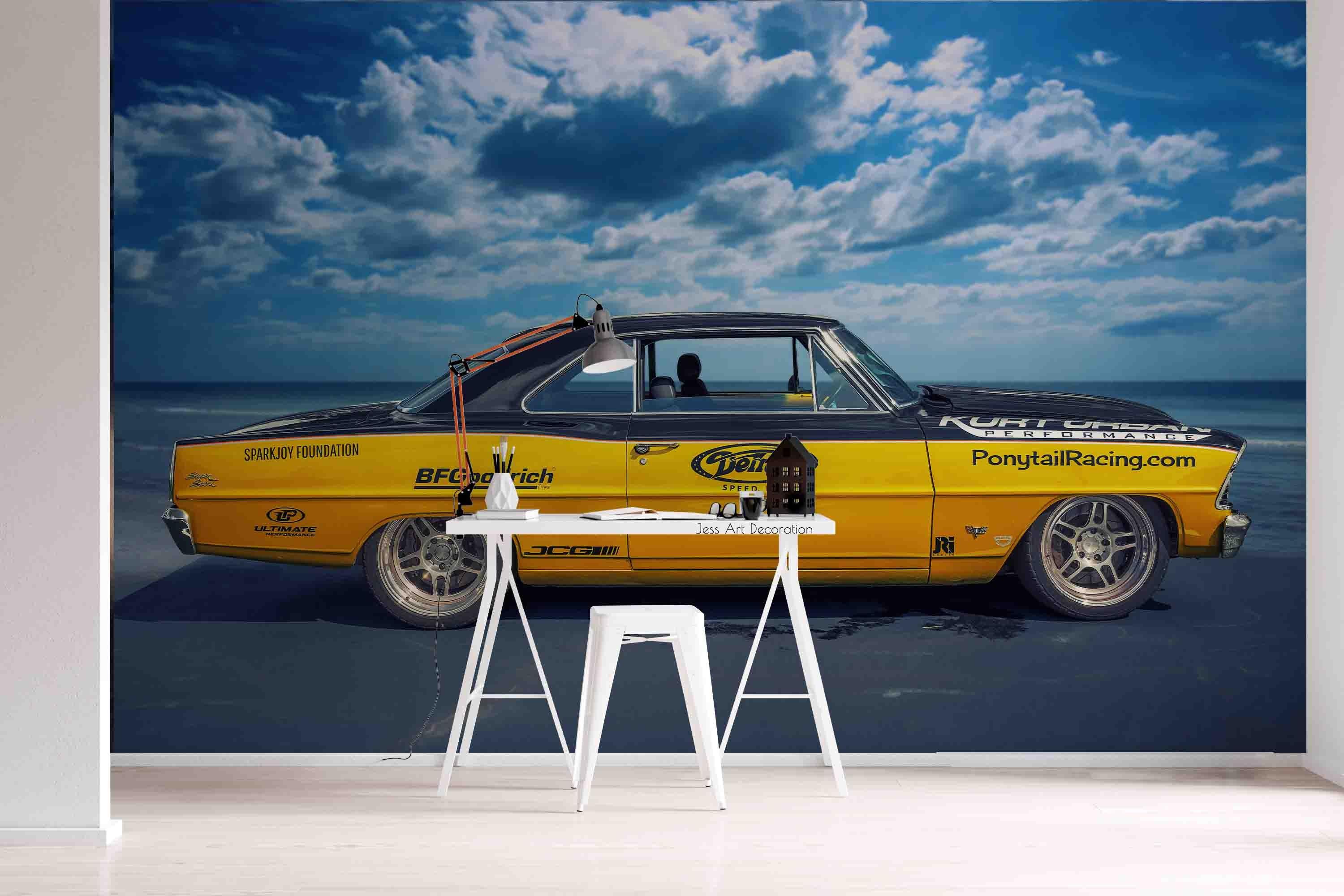3D Retro Classic American Muscle Car Wall Mural Wallpaper GD 3249- Jess Art Decoration