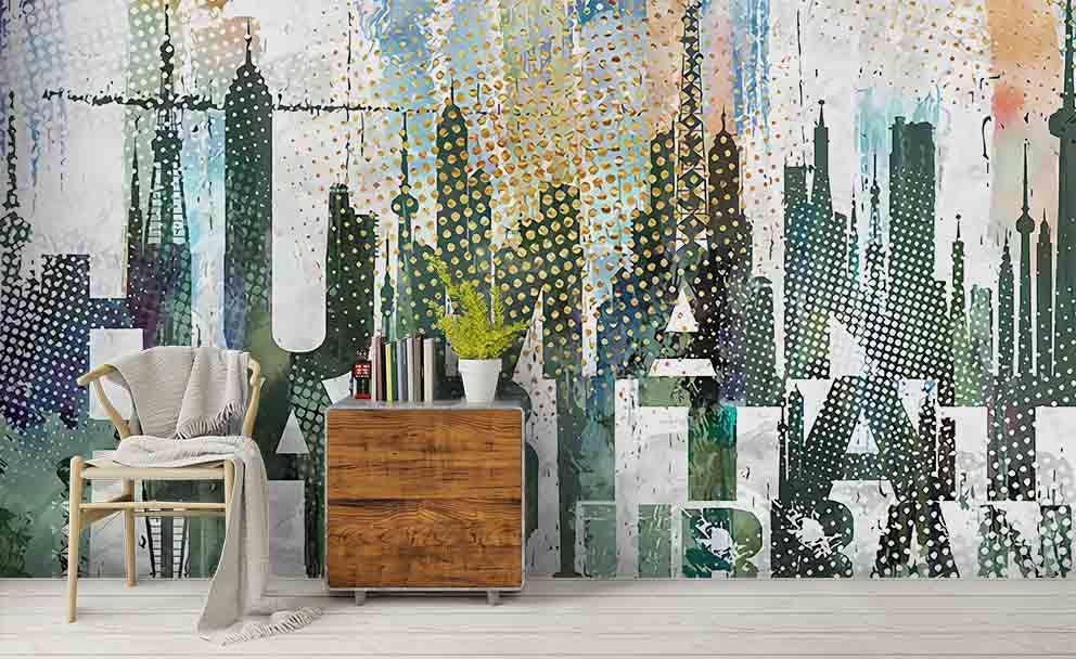 3D Hand Drawn City Building Wall Mural Wallpaper LQH 109- Jess Art Decoration