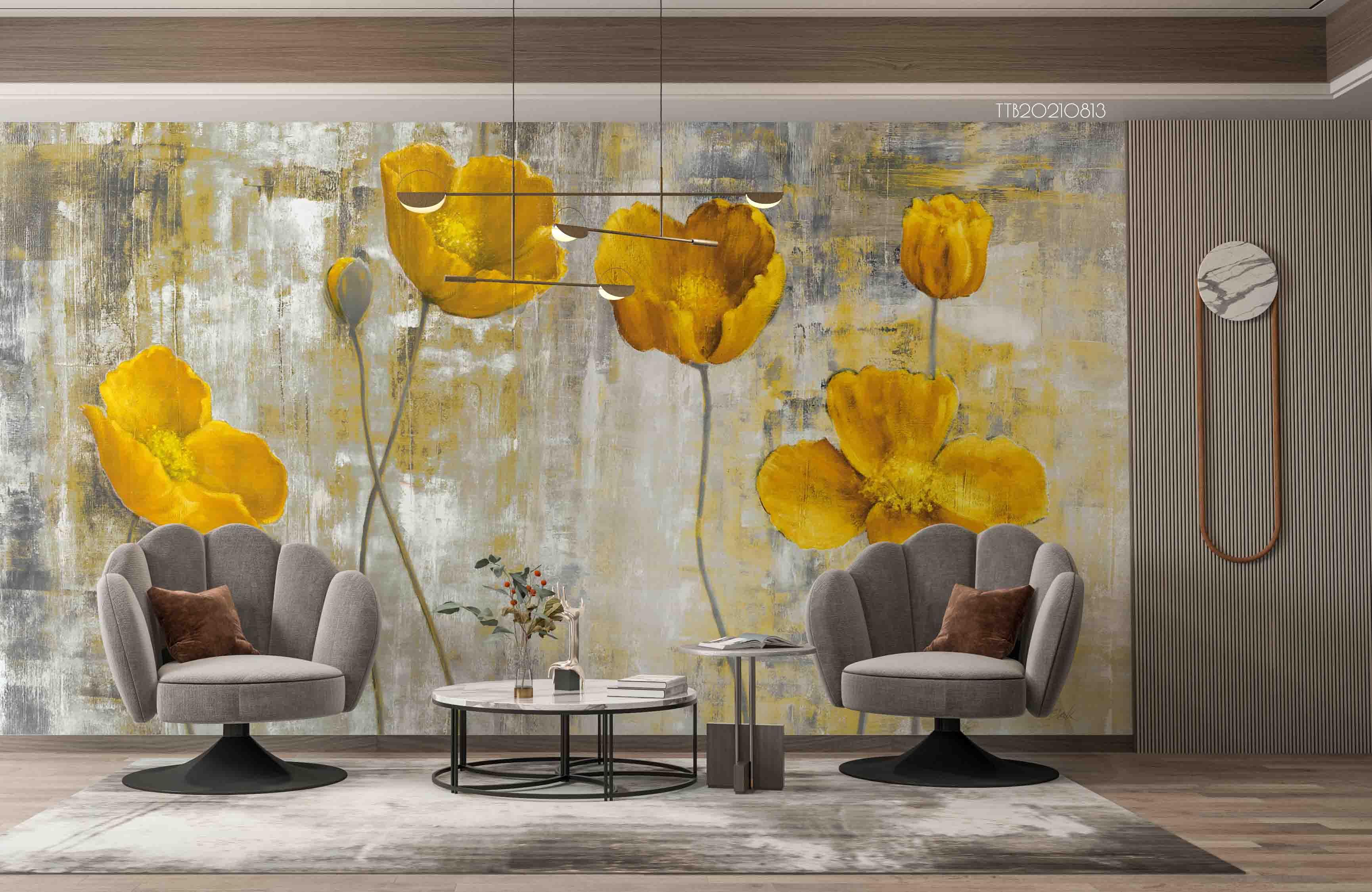 3D European Style Golden Floral Retro Wall Mural Wallpaper 5077- Jess Art Decoration