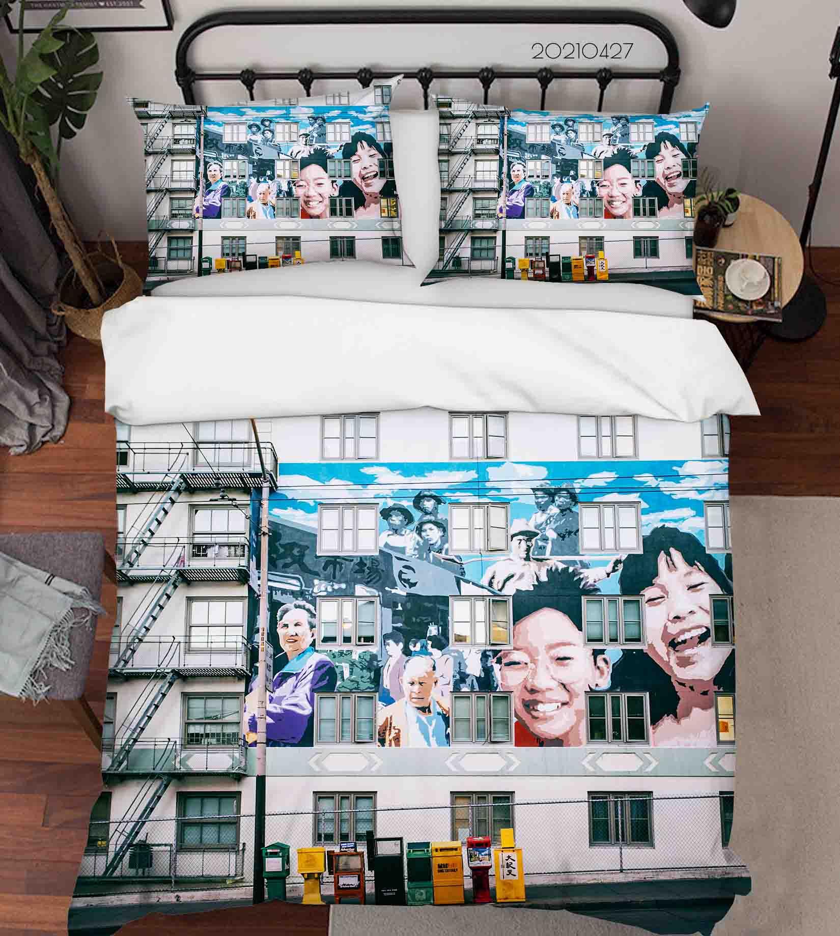 3D Abstract Art Street Graffiti Quilt Cover Set Bedding Set Duvet Cover Pillowcases 104- Jess Art Decoration