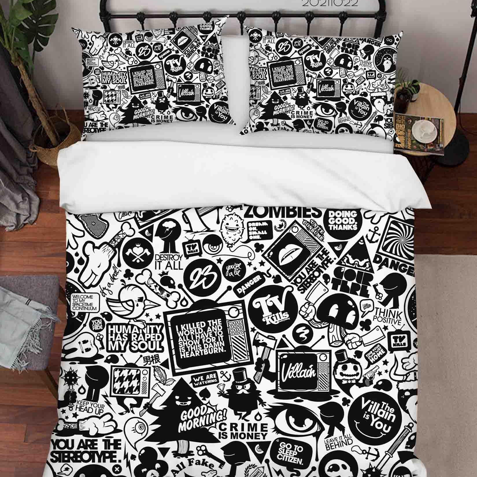 3D Abstract Illustration Art Doodle Quilt Cover Set Bedding Set Duvet Cover Pillowcases 99- Jess Art Decoration