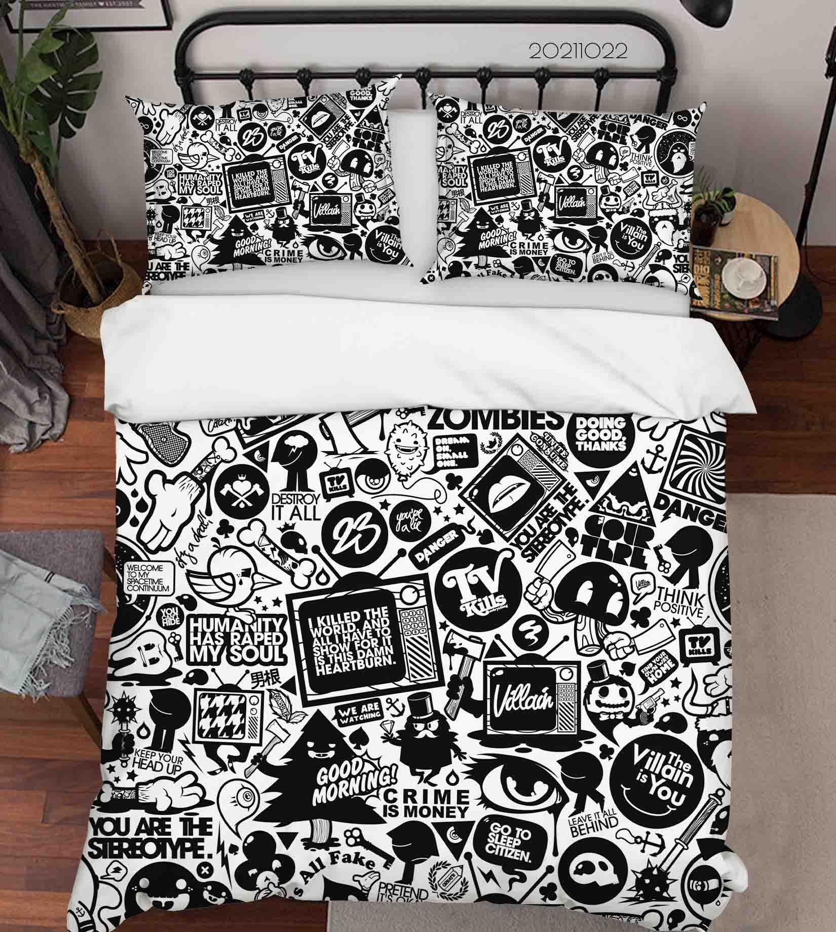 3D Abstract Illustration Art Doodle Quilt Cover Set Bedding Set Duvet Cover Pillowcases 99- Jess Art Decoration