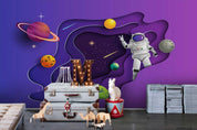 3D Purple Space Planet Astronaut Wall Mural Wallpaper LQH 277- Jess Art Decoration