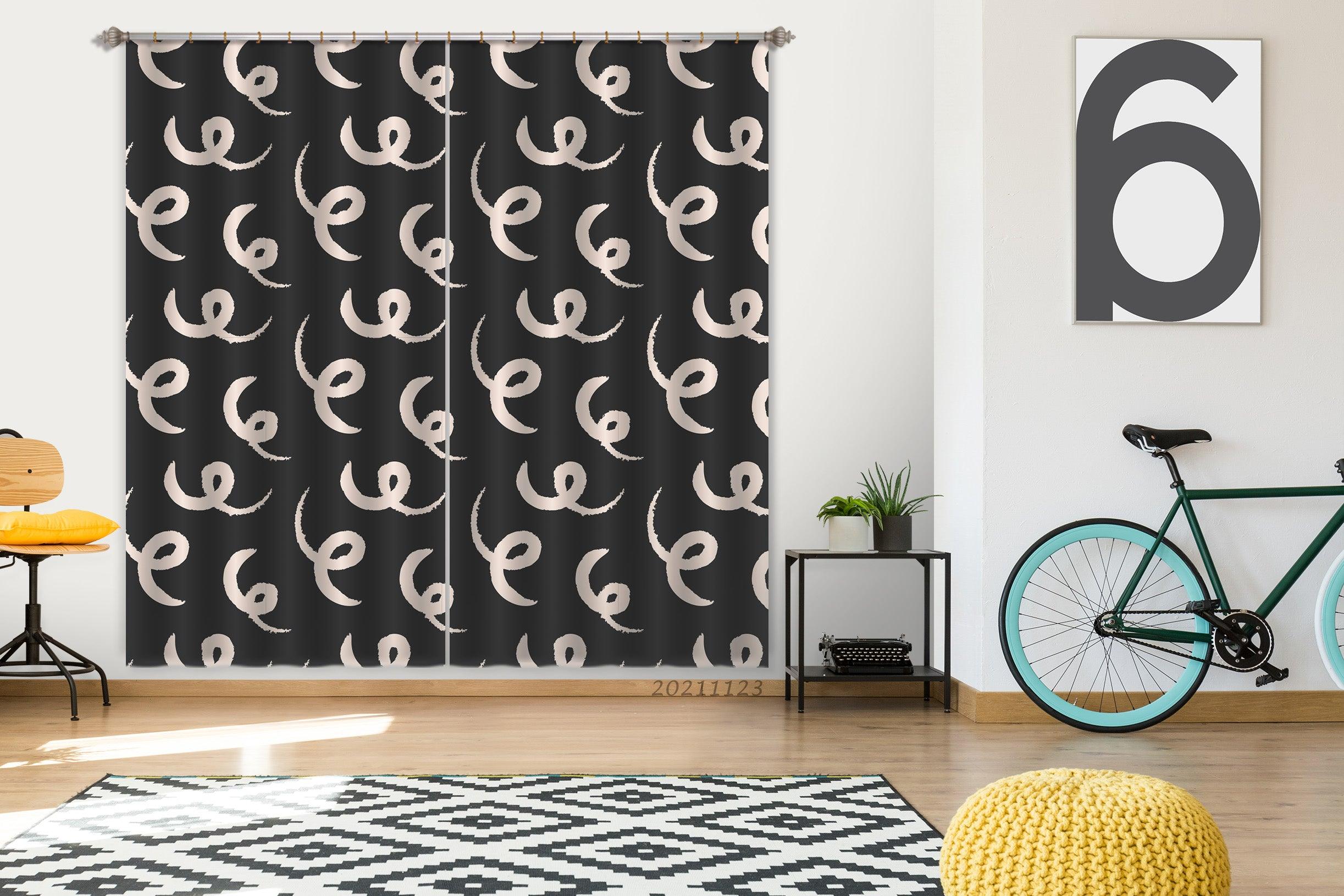 3D Abstract Black Geometric Graphic Curtains and Drapes LQH 21- Jess Art Decoration