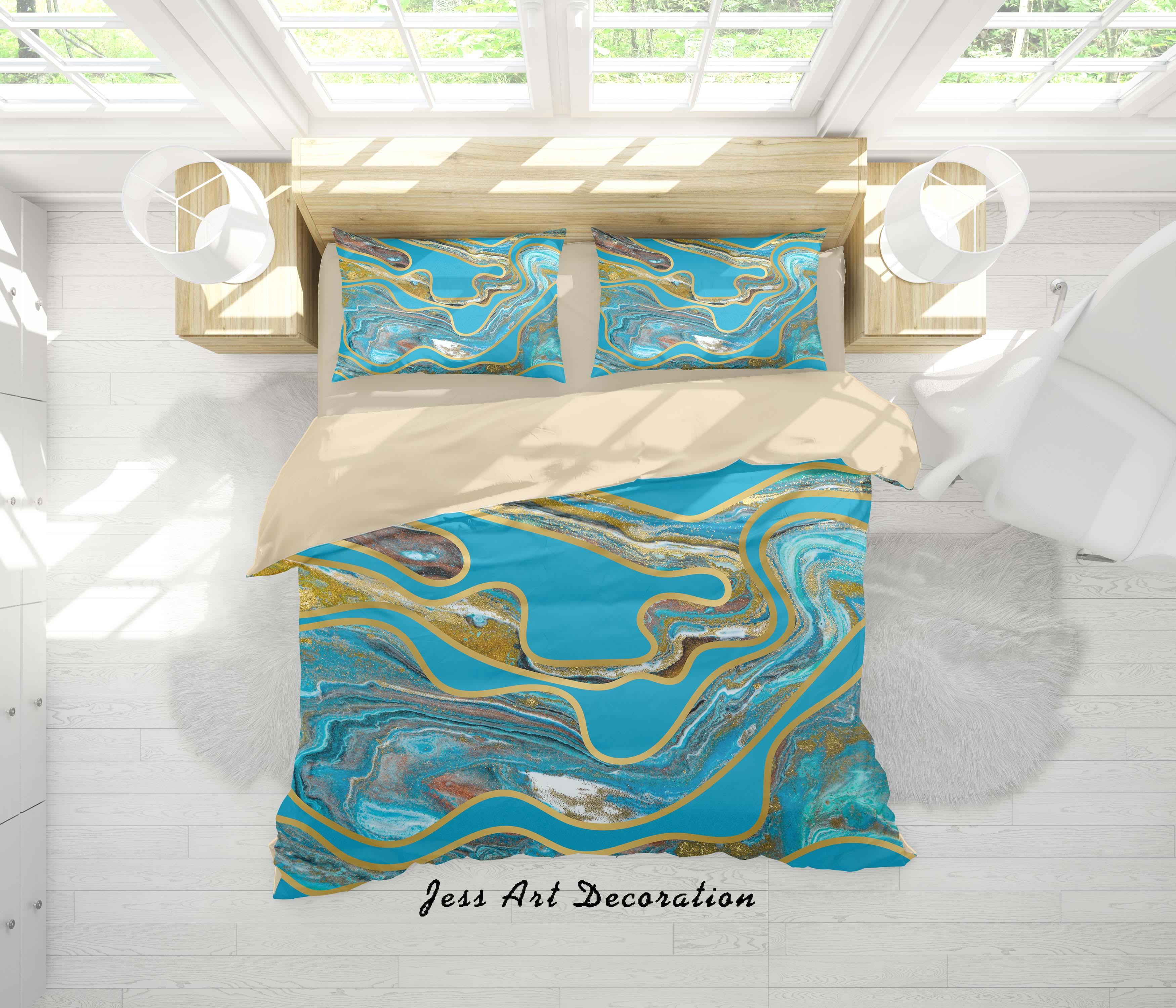 3D Abstract Blue Painting Quilt Cover Set Bedding Set Duvet Cover Pillowcases A331 LQH- Jess Art Decoration