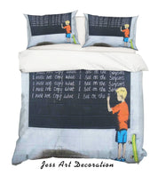 3D Banksy Mural Blackboard Letter Boy Quilt Cover Set Bedding Set Duvet Cover Pillowcases  ZY D130- Jess Art Decoration